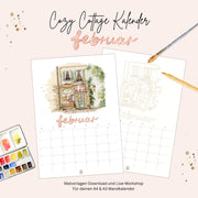 Cozy Cottage Kalender 2026 - Februar Vorlagenset "Whimsy Bakery"