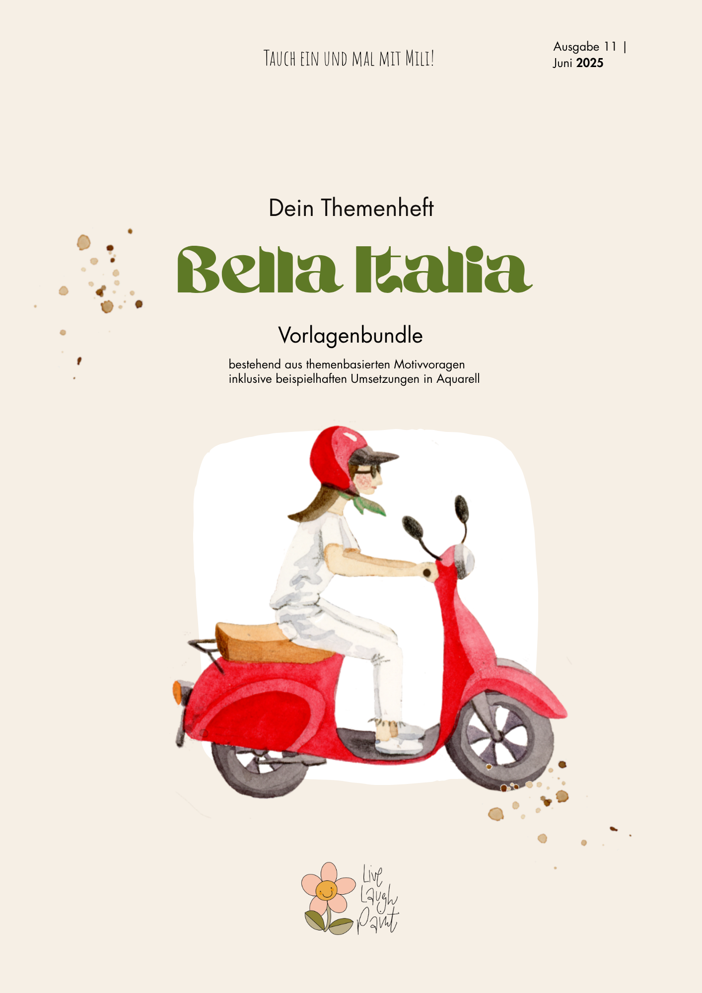 Aquarell Malvorlagen "Bella Italia" Sammelpaket mit 7 Vorlagen