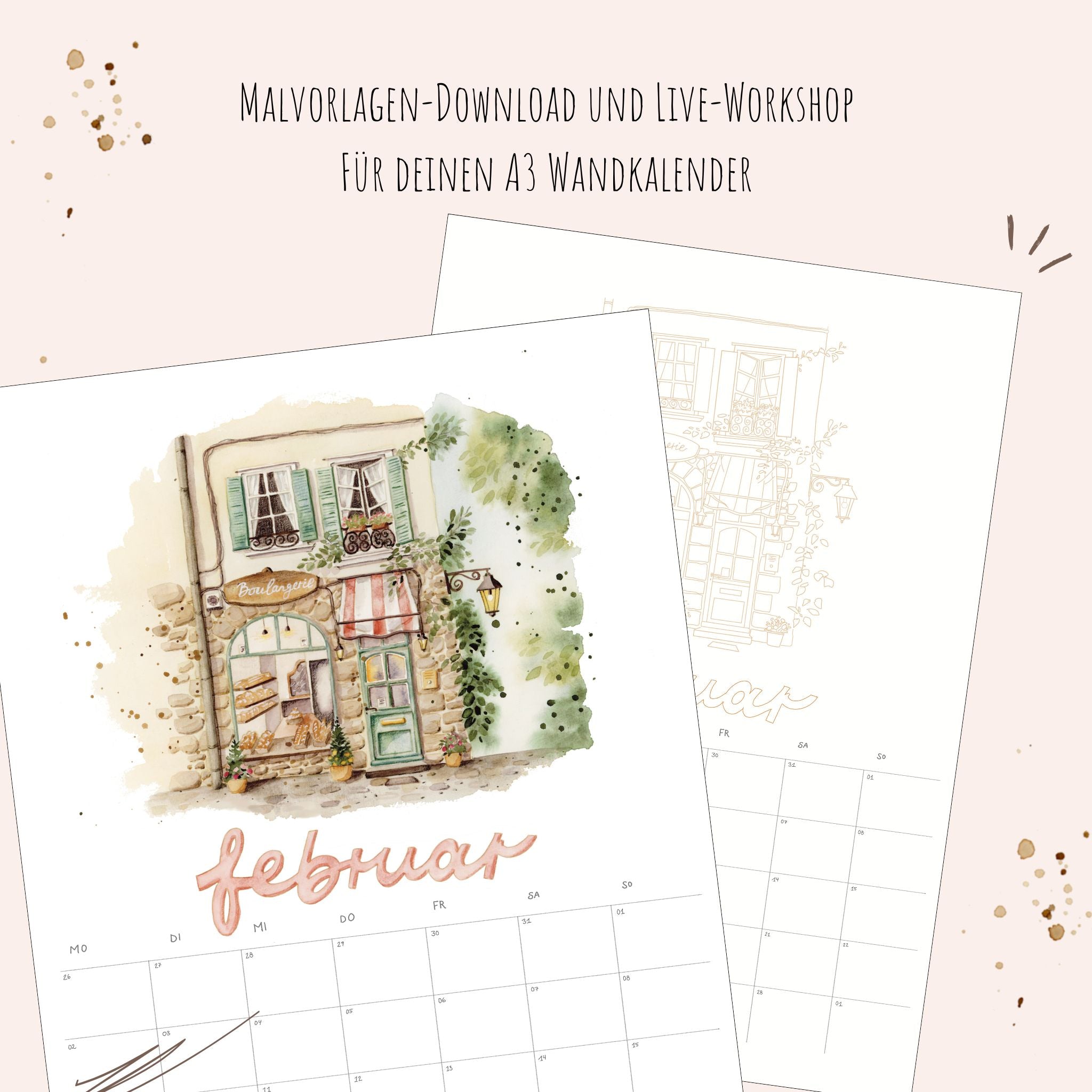 Cozy Cottage Kalender 2026 - Februar Vorlagenset "Whimsy Bakery"