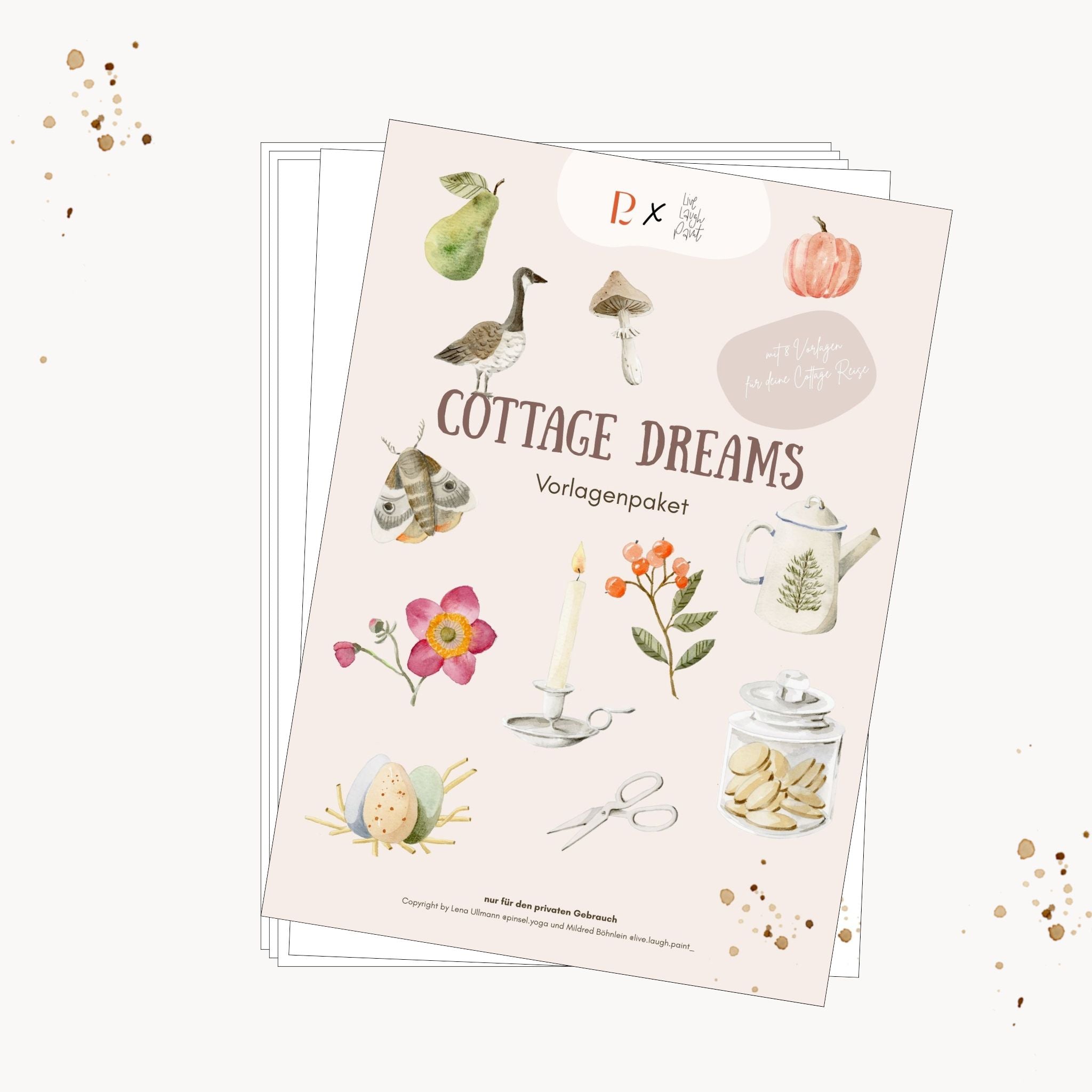 Cottage Dreams – Aquarell-Vorlagenpaket (8 Motive + Bonus)