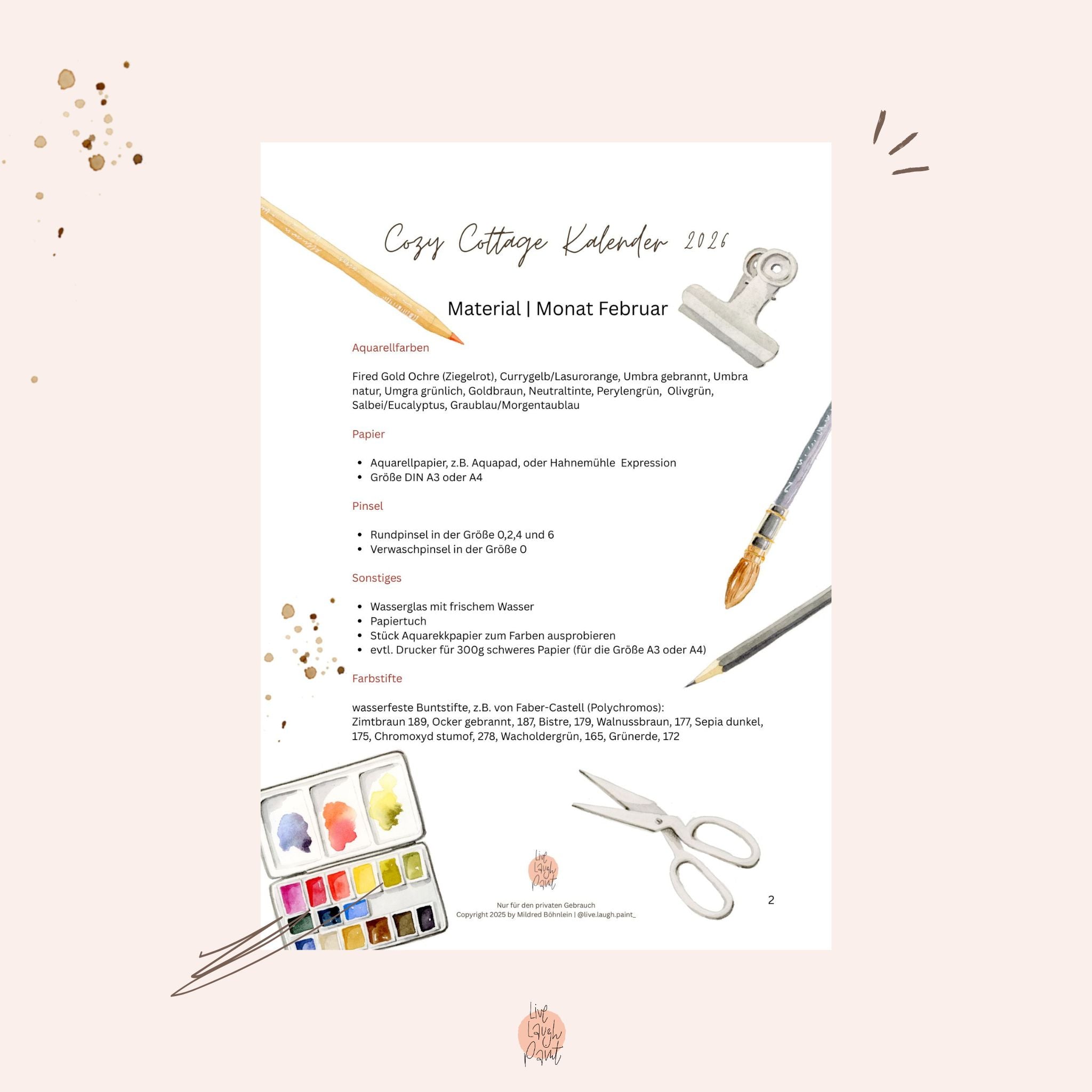 Cozy Cottage Kalender 2026 - Februar Vorlagenset "Whimsy Bakery"
