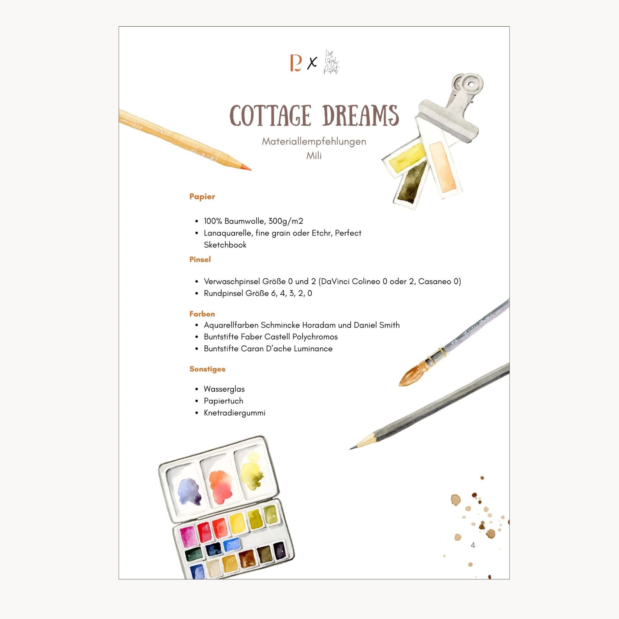 Cottage Dreams – Aquarell-Vorlagenpaket (8 Motive + Bonus)