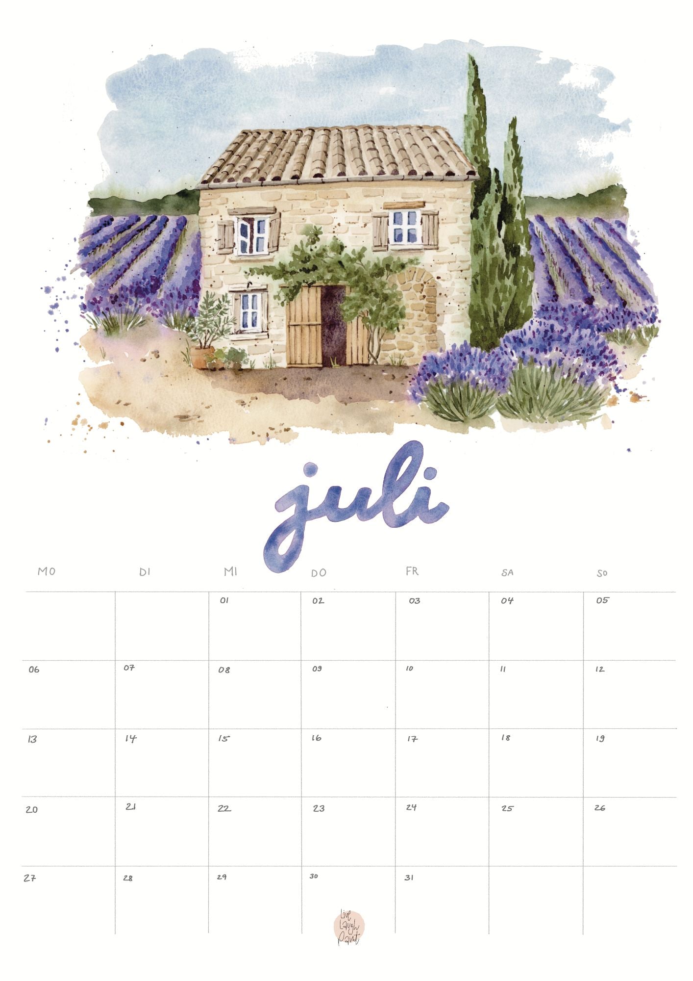 Cozy Cottage Kalender 2026  Juli Lavendelhäuschen