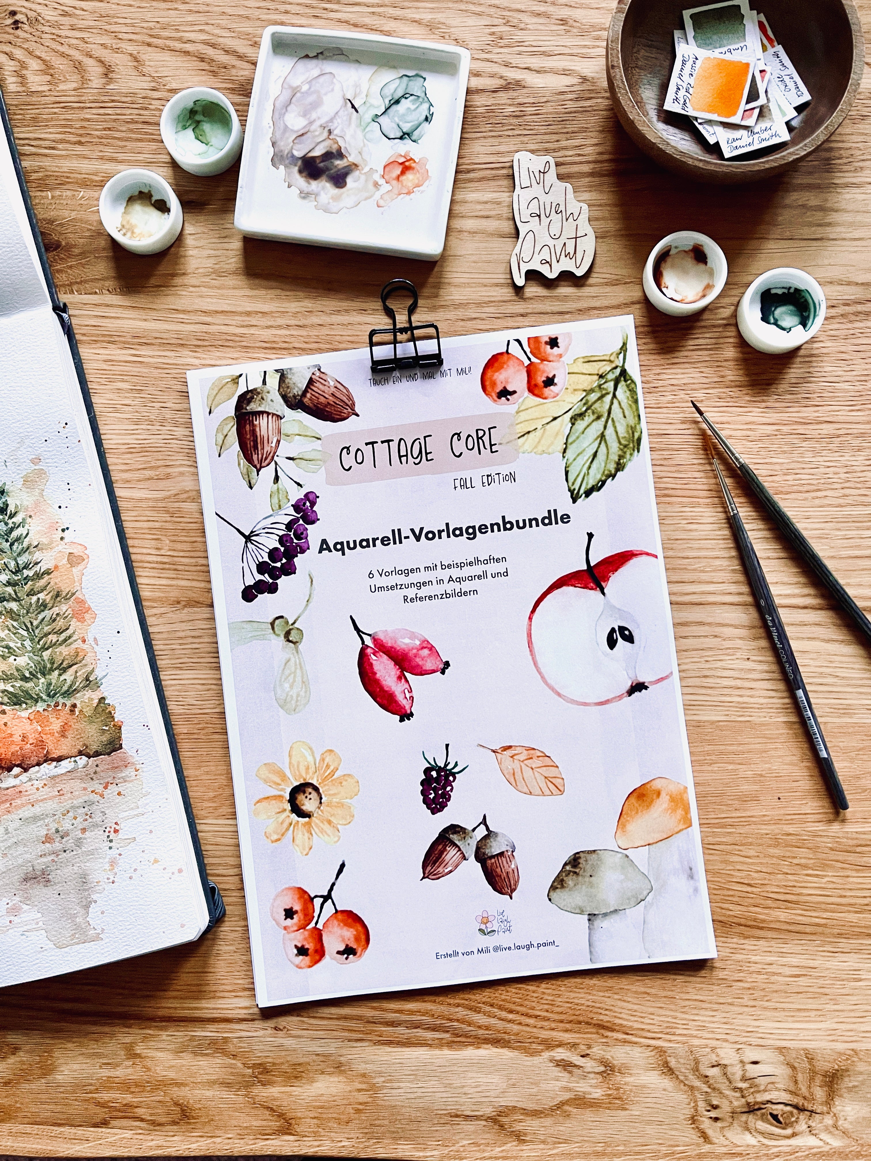 Watercolor Aquarell Vorlagenpaket Cottagecore