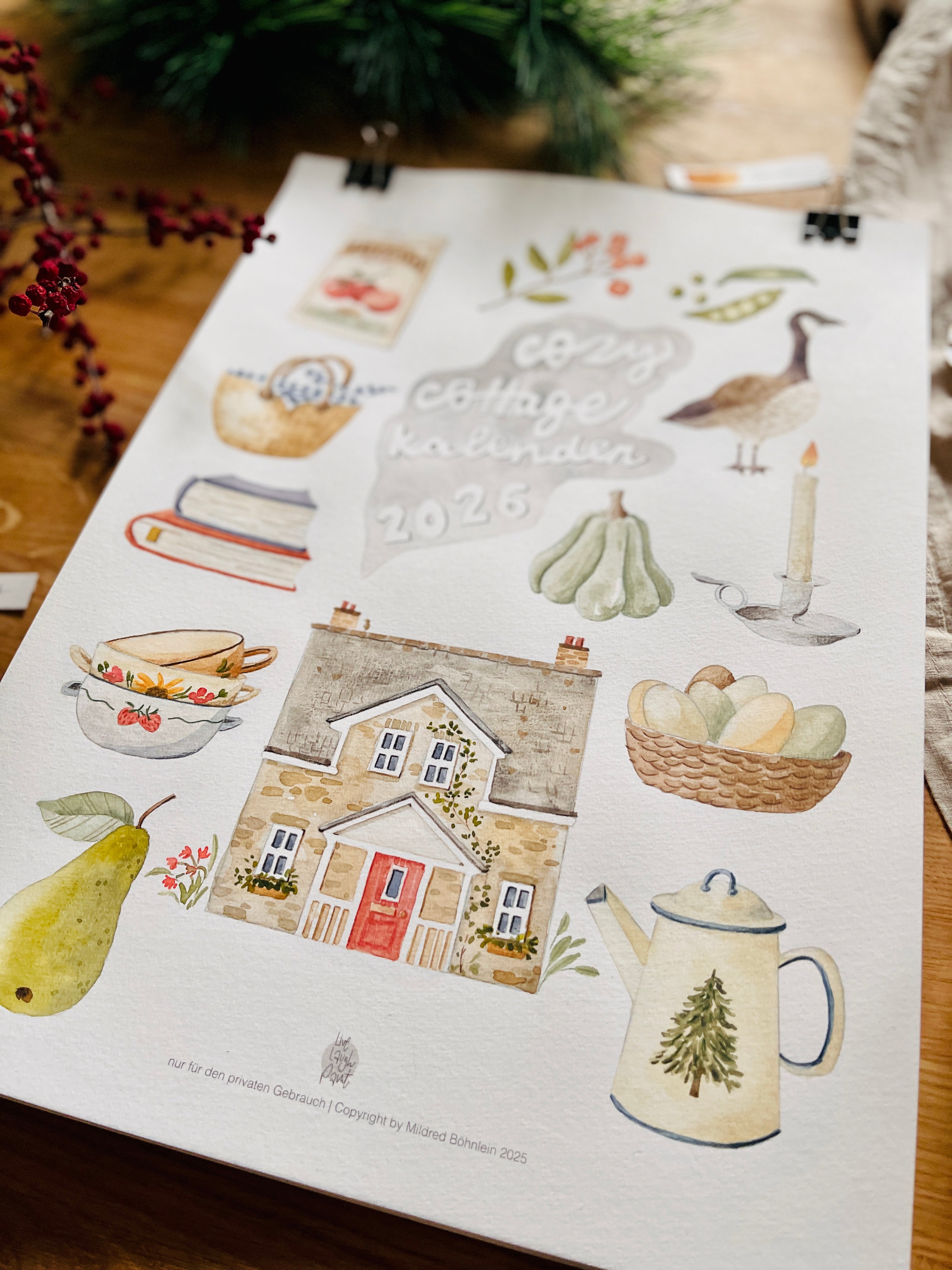 Guide, Vorlage und Workshop "Deckblatt Cozy Cottage Kalender 2026"
