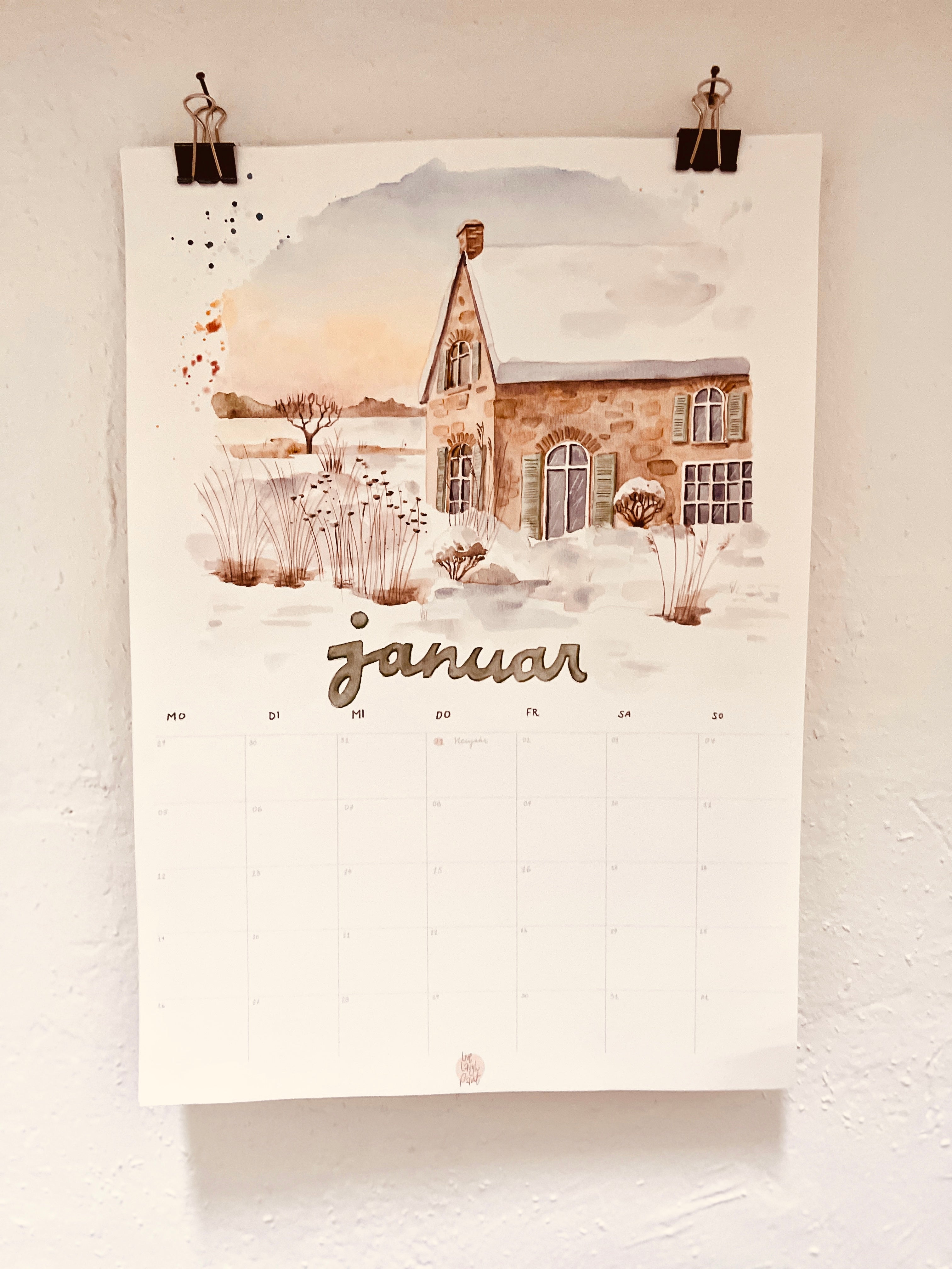 Malvorlage & Guide Januar "Cozy Cottage Kalender 2026"