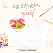 Cozy Cottage Kalender 2026 - April Vorlagen und Guide "Schwedenhaus in Apfelblüte"